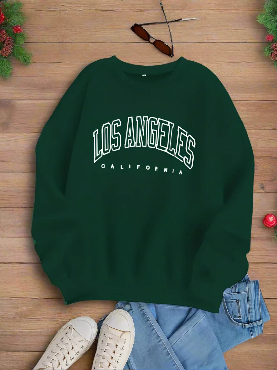 Woman's Hunter Green Los Angeles Long Sleeve Sweatshirt